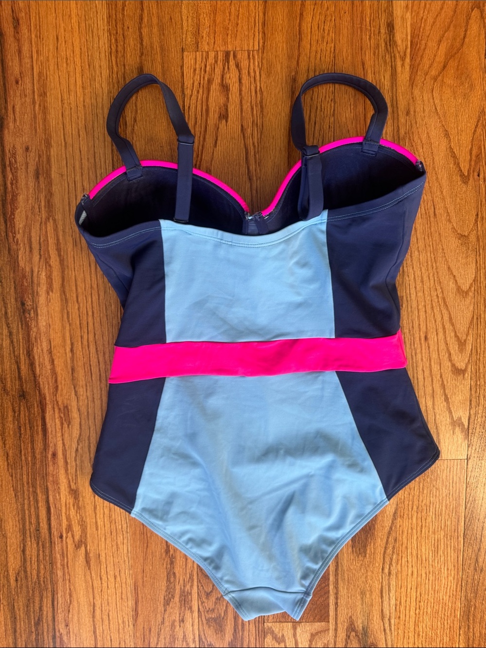Boden Navy, Sky Blue & Hot Pink Colorblock One-Piece Swimsuit - Picture 4 of 7